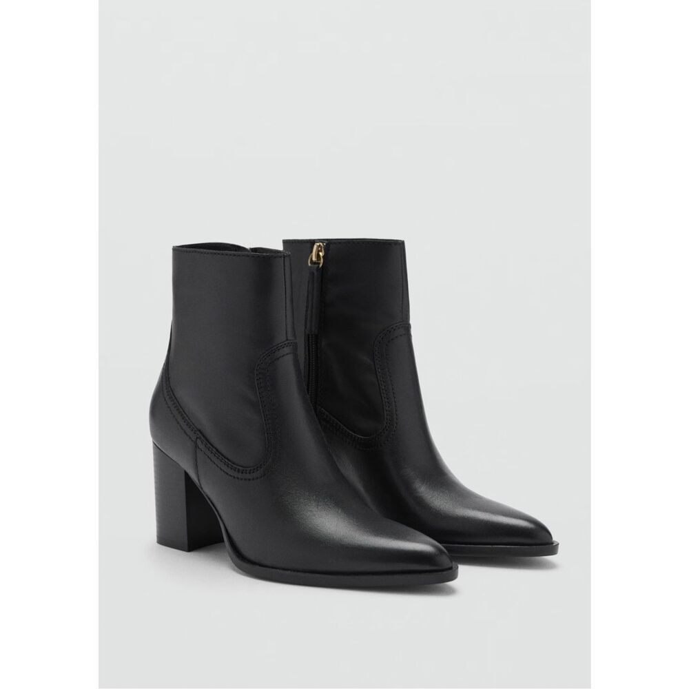 MNG by Mango Leather Pointed Ankle Boots Black Women’s 37 6.5-7 NEW
